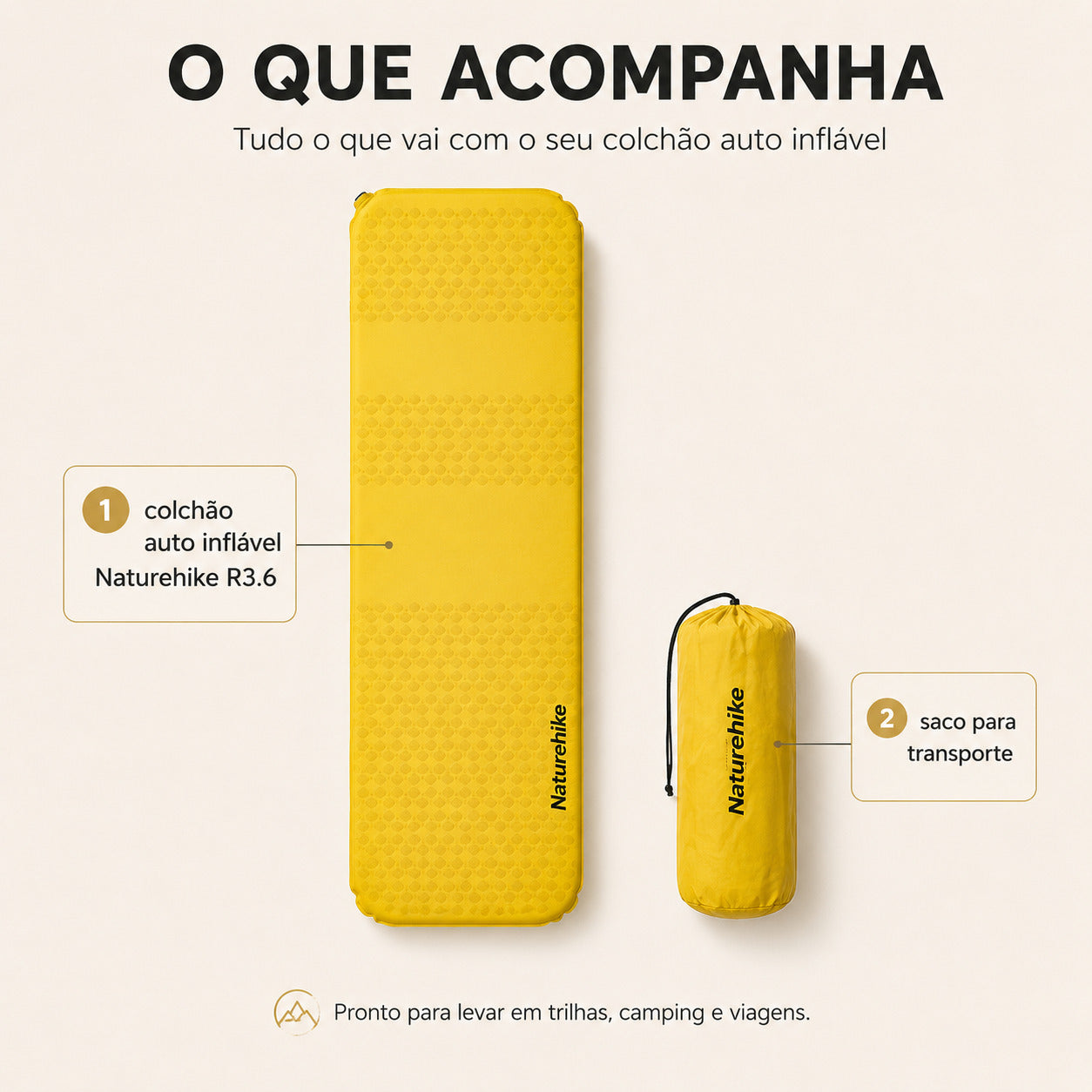 Colchão AutoInflável Naturehike R3.6 Ultralight para Camping