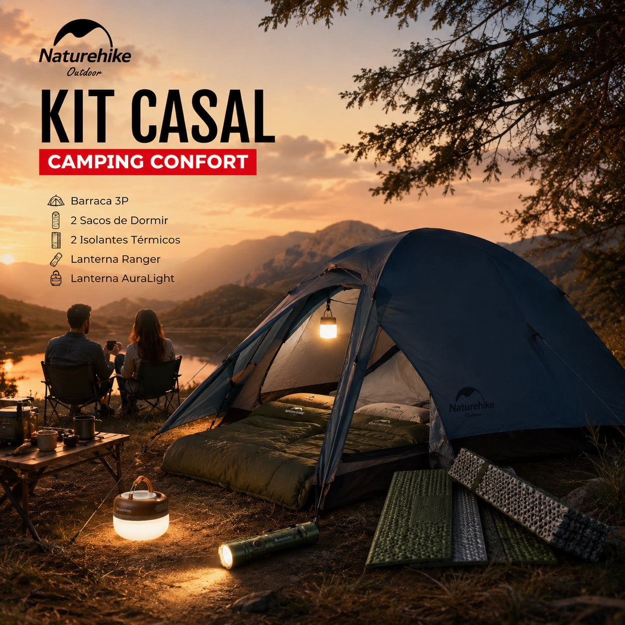 Kit Casal Naturehike Camping Confort