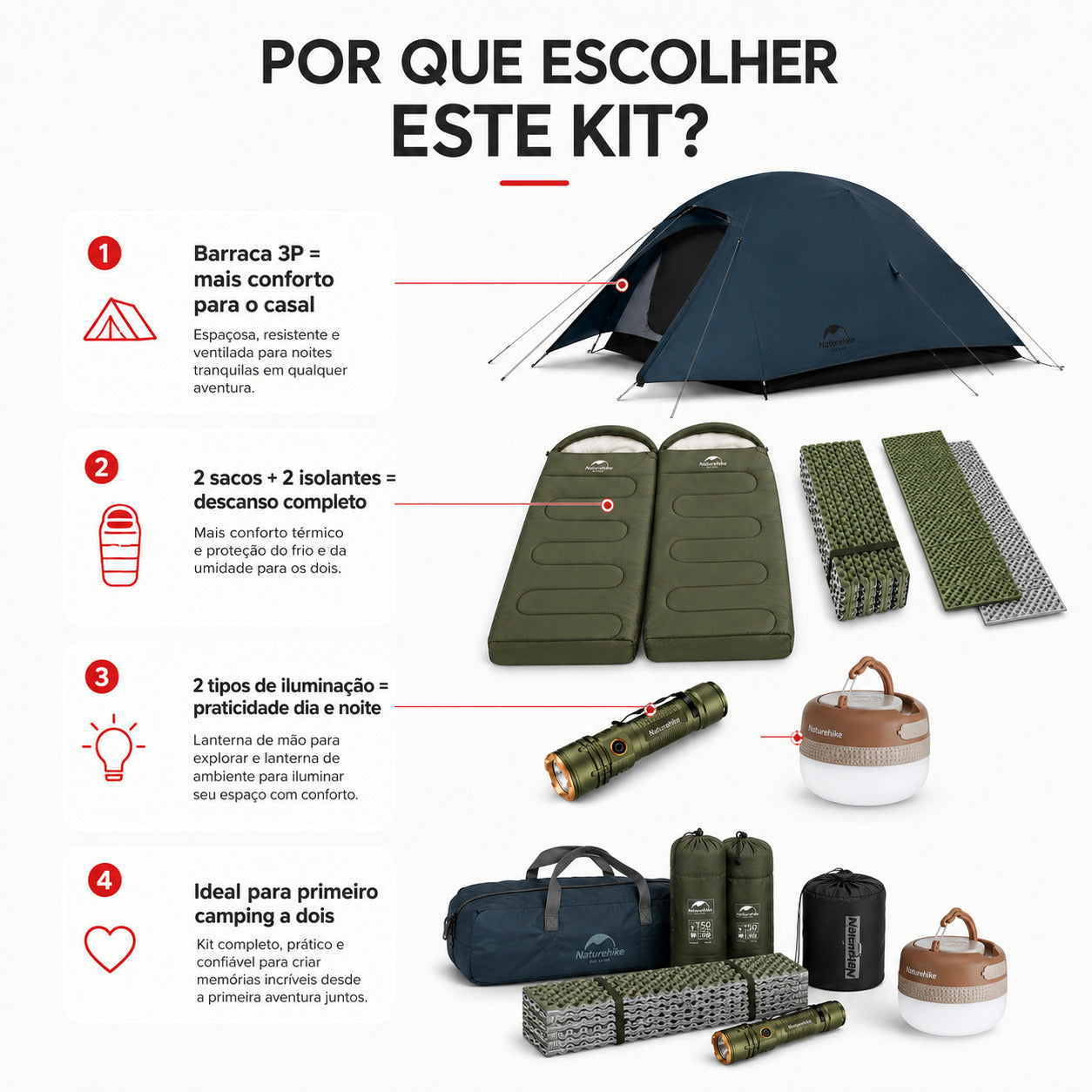 Kit Casal Naturehike Camping Confort
