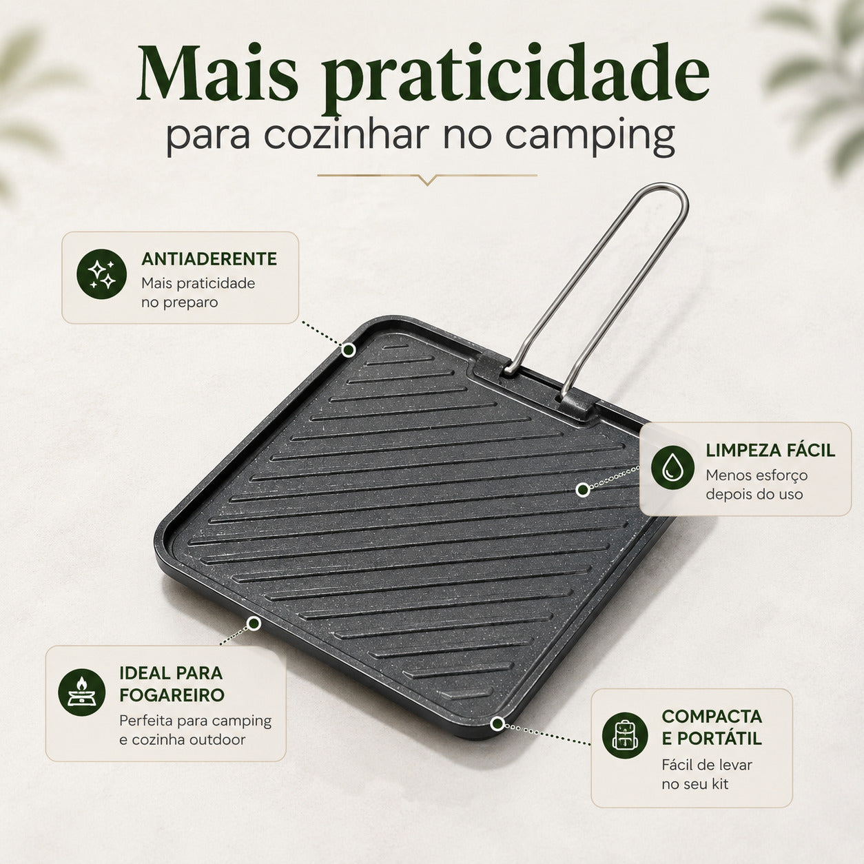 Chapa Grill Naturehike Antiaderente para Camping