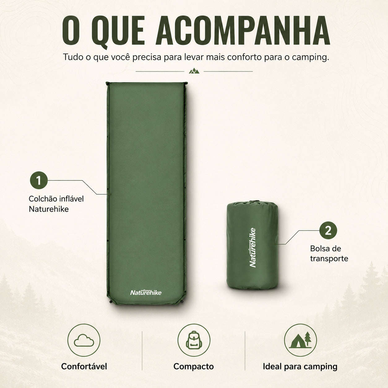 Colchão Inflável Naturehike Confort para Camping