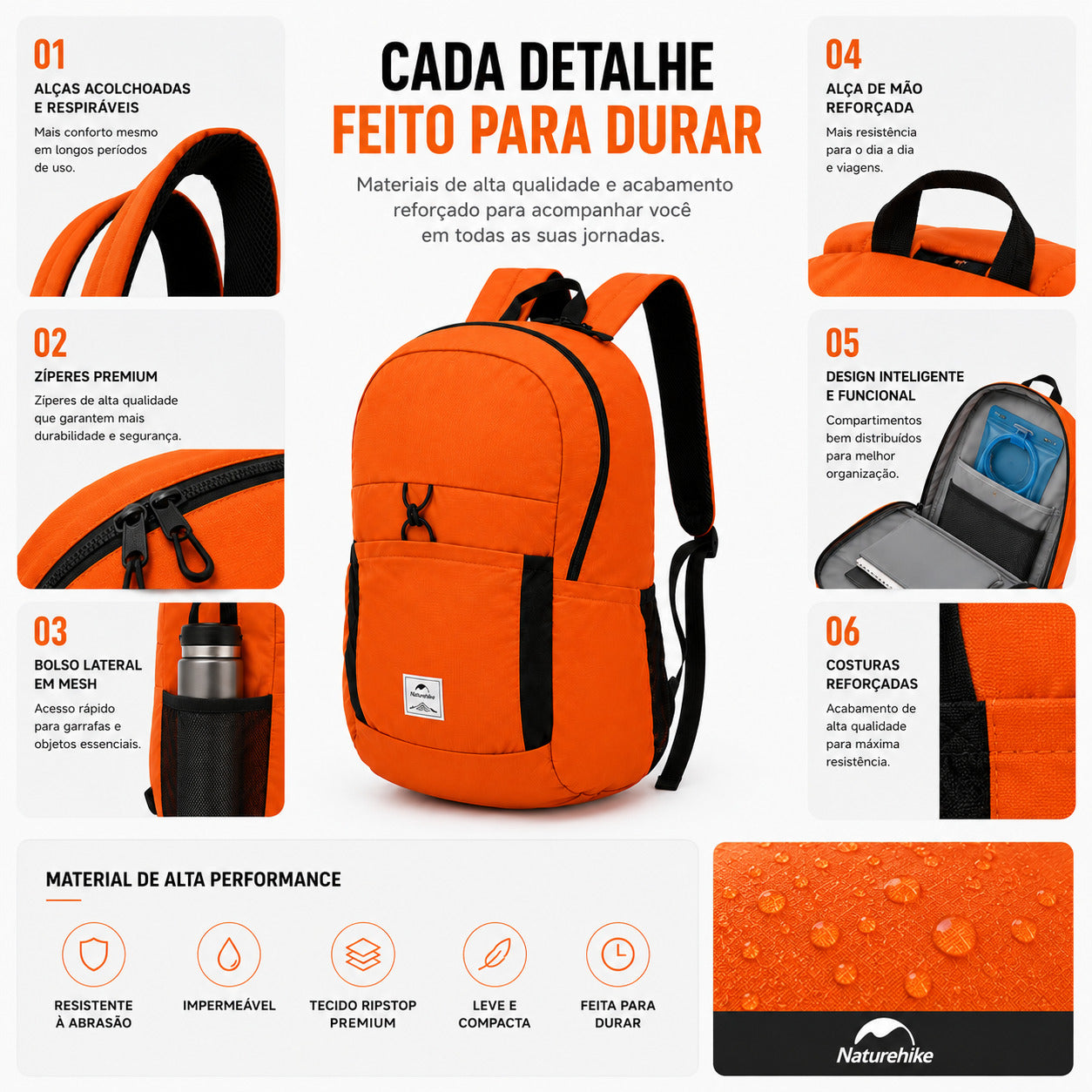 Mochila 30L Ultraleve Dobrável e Impermeável Naturehike