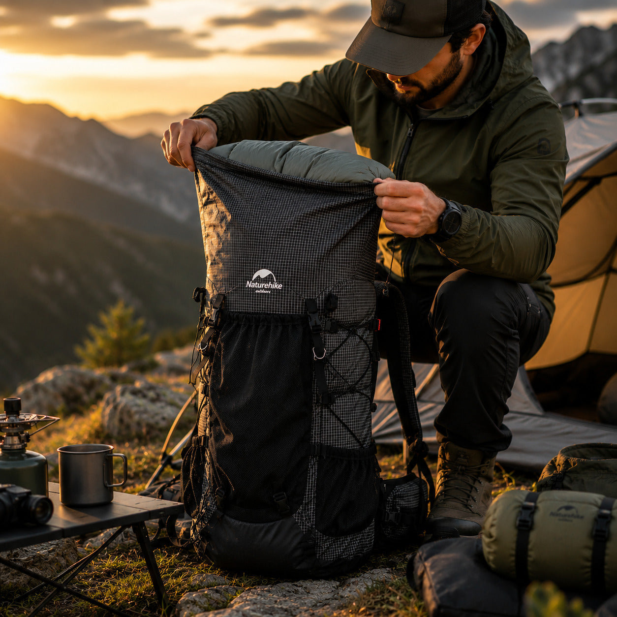 Mochila Cargueira 60L+5 Naturehike Ultraleve Impermeável