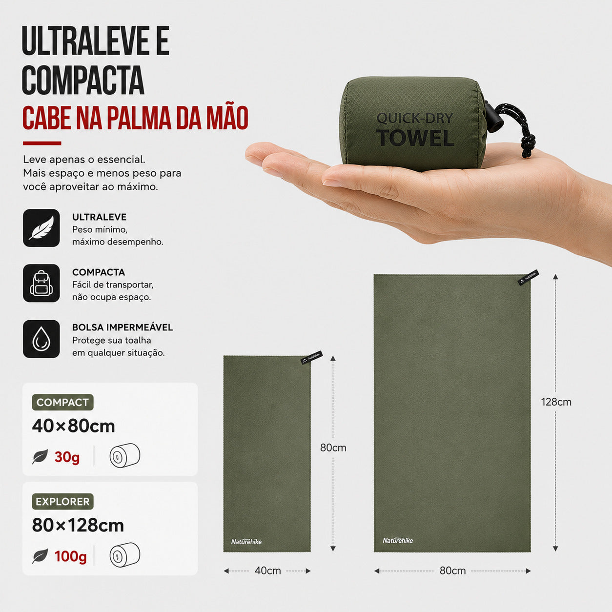 Toalha QuickDry de Secagem Rápida NatureHike