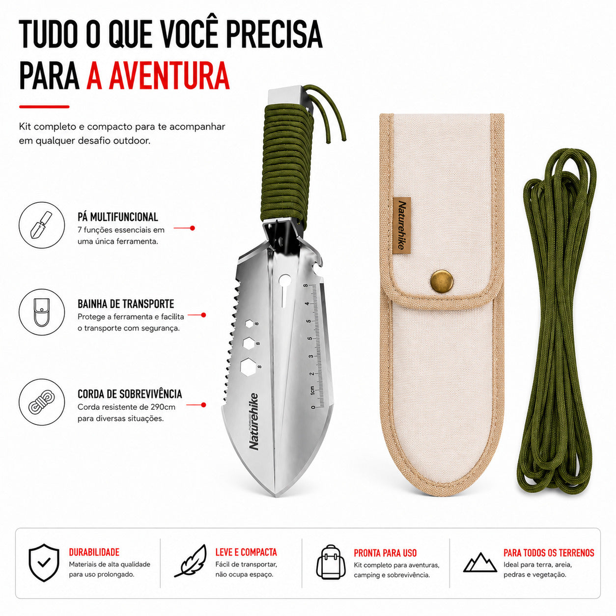 Pá Multifuncional NatureHike Survival Pro