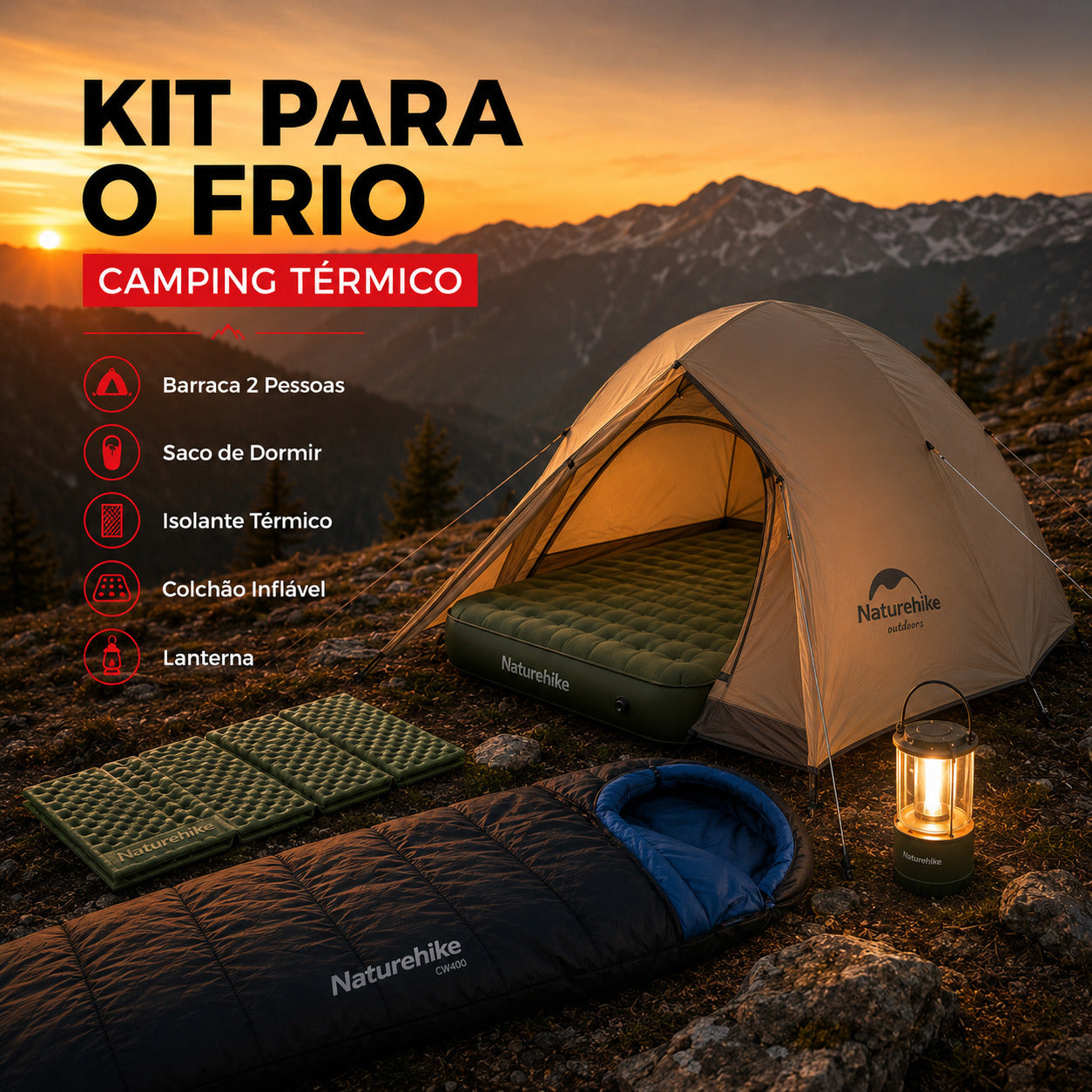 Kit Naturehike Noite Fria para Camping
