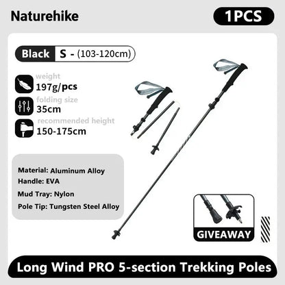 Naturehike Climbing Sticks Ultralight Outdoor Folding Trekking Poles Hiking Pole Collapsible Quick Lock Stick Carbon Fiber Poles