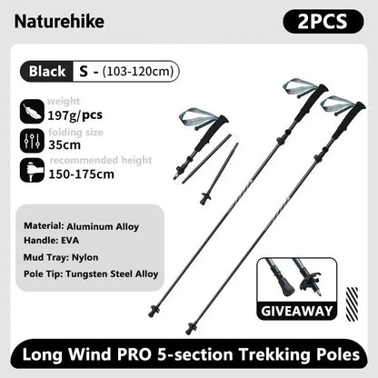 Naturehike Climbing Sticks Ultralight Outdoor Folding Trekking Poles Hiking Pole Collapsible Quick Lock Stick Carbon Fiber Poles