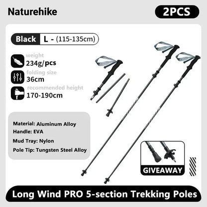 Naturehike Climbing Sticks Ultralight Outdoor Folding Trekking Poles Hiking Pole Collapsible Quick Lock Stick Carbon Fiber Poles