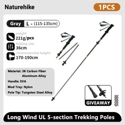 Naturehike Climbing Sticks Ultralight Outdoor Folding Trekking Poles Hiking Pole Collapsible Quick Lock Stick Carbon Fiber Poles