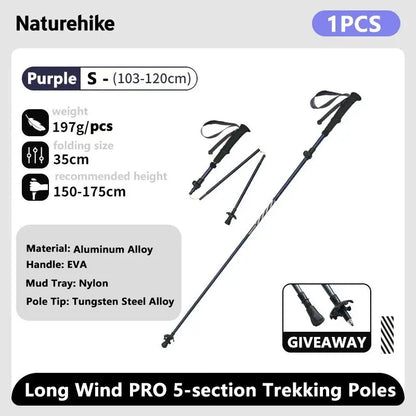 Naturehike Climbing Sticks Ultralight Outdoor Folding Trekking Poles Hiking Pole Collapsible Quick Lock Stick Carbon Fiber Poles