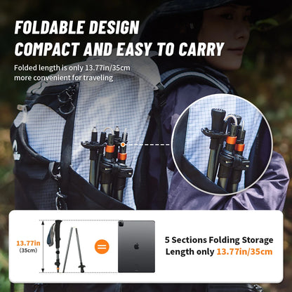 Naturehike Climbing Sticks Ultralight Outdoor Folding Trekking Poles Hiking Pole Collapsible Quick Lock Stick Carbon Fiber Poles