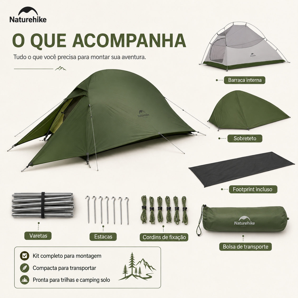 Barraca Naturehike 1 Pessoa Ultraleve Verde
