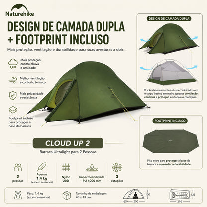 Barraca Naturehike 2 Pessoas Ultraleve Verde Militar