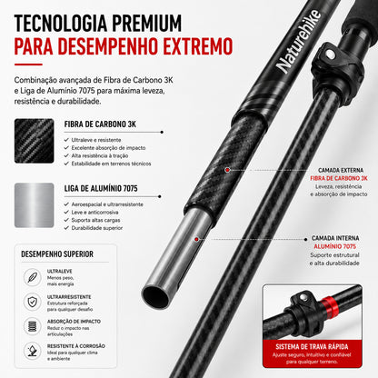Bastão de Trekking NatureHike Wind Carbon