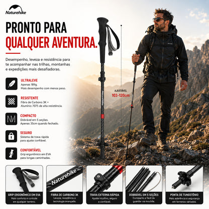 Bastão de Trekking NatureHike Wind Carbon