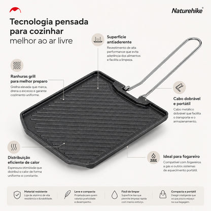Chapa Grill Naturehike Antiaderente para Camping