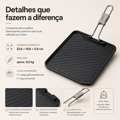 Chapa Grill Naturehike Antiaderente para Camping
