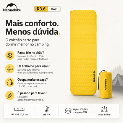 Colchão AutoInflável Naturehike R3.6 Ultralight para Camping