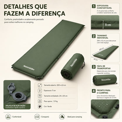 Colchão Inflável Naturehike Confort para Camping