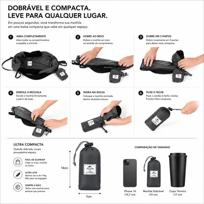Mochila ultraleve dobrável 18L Naturehike