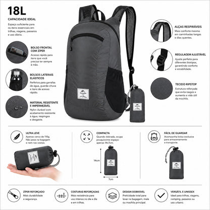 Mochila ultraleve dobrável 18L Naturehike