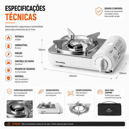 Fogareiro CampCook NatureHike 2200W Portátil para Camping