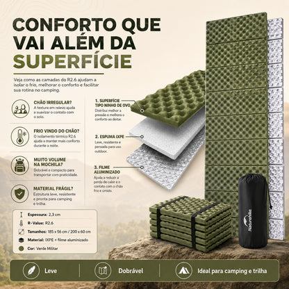 Isolante Térmico Naturehike R2.6 Dobrável Verde Militar