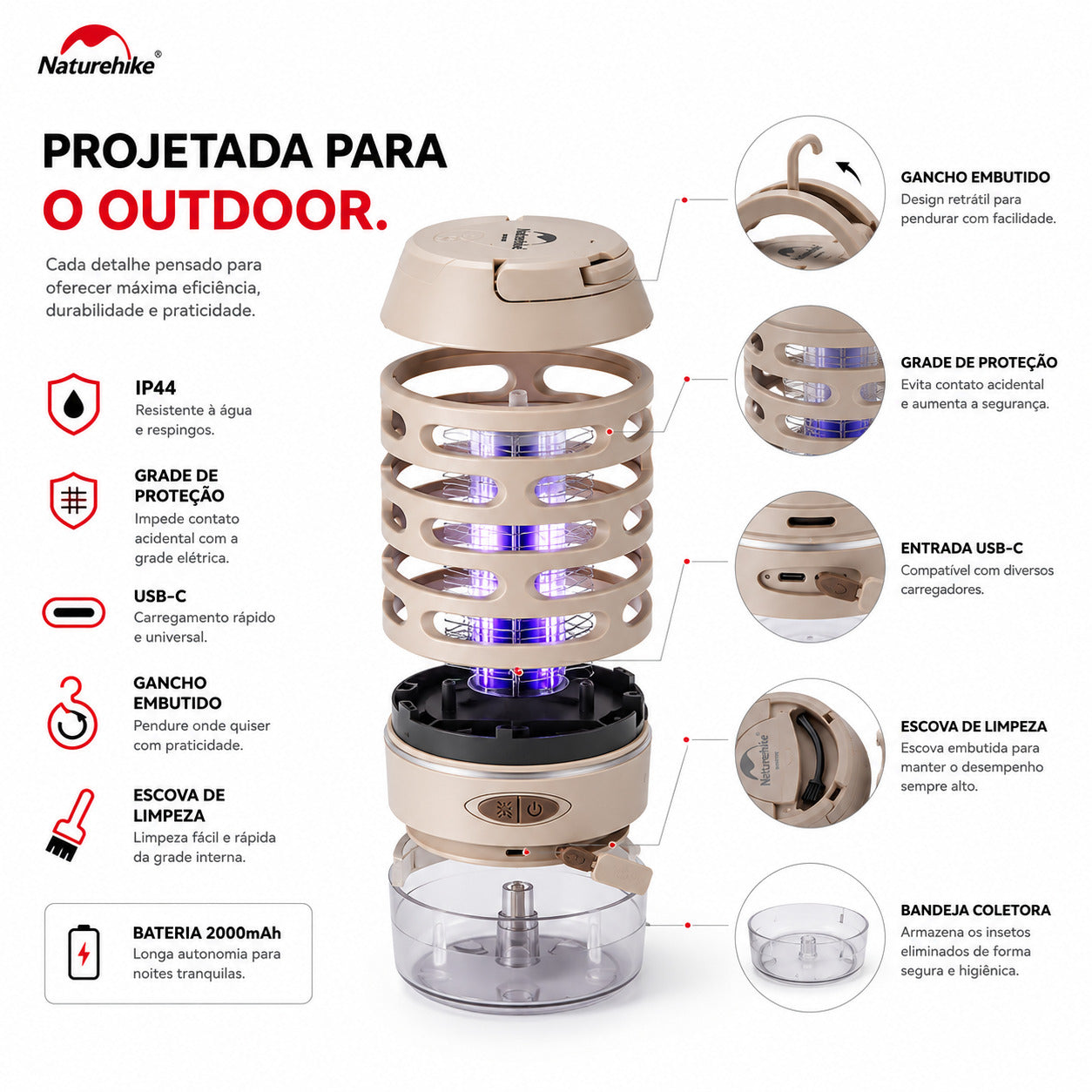 Luminária Mata Mosquitos NatureHike UV IP44