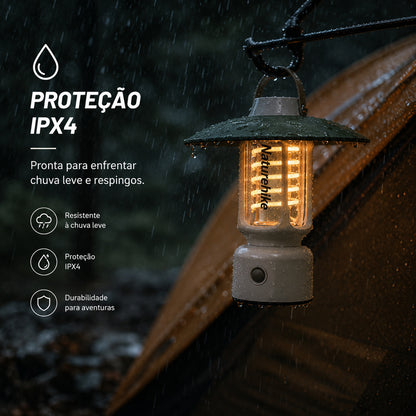 Lanterna Retrô Recarregável NatureHike CampGlow USB-C IPX4