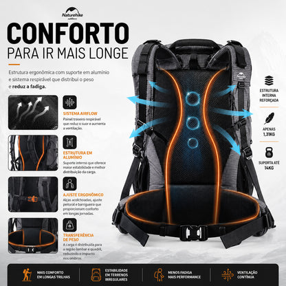 Mochila Cargueira 60L+5 Naturehike Ultraleve Impermeável