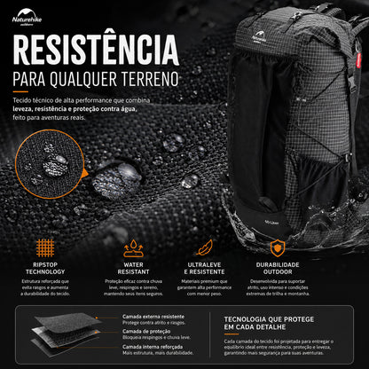 Mochila Cargueira 60L+5 Naturehike Ultraleve Impermeável
