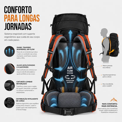 Mochila Cargueira Naturehike Expedition 70L+5L Impermeável