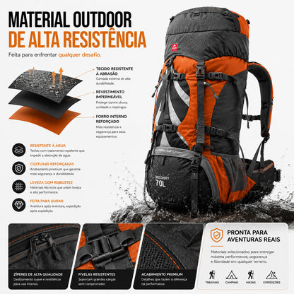Mochila Cargueira Naturehike Expedition 70L+5L Impermeável