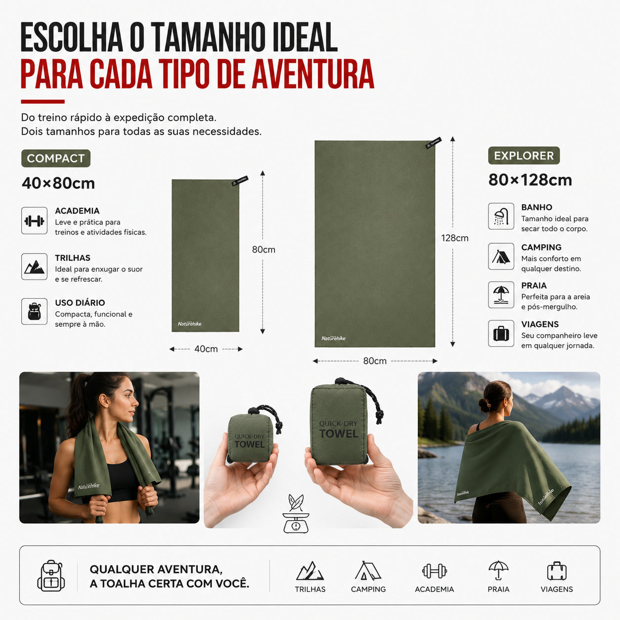 Toalha QuickDry de Secagem Rápida NatureHike
