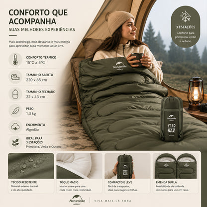 Saco de Dormir Naturehike Y150 para Camping
